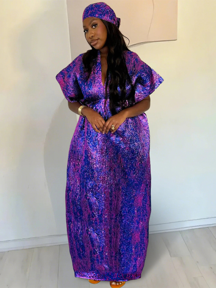Ethnic Fabric - Loose Fit Shiny African Women's Dress