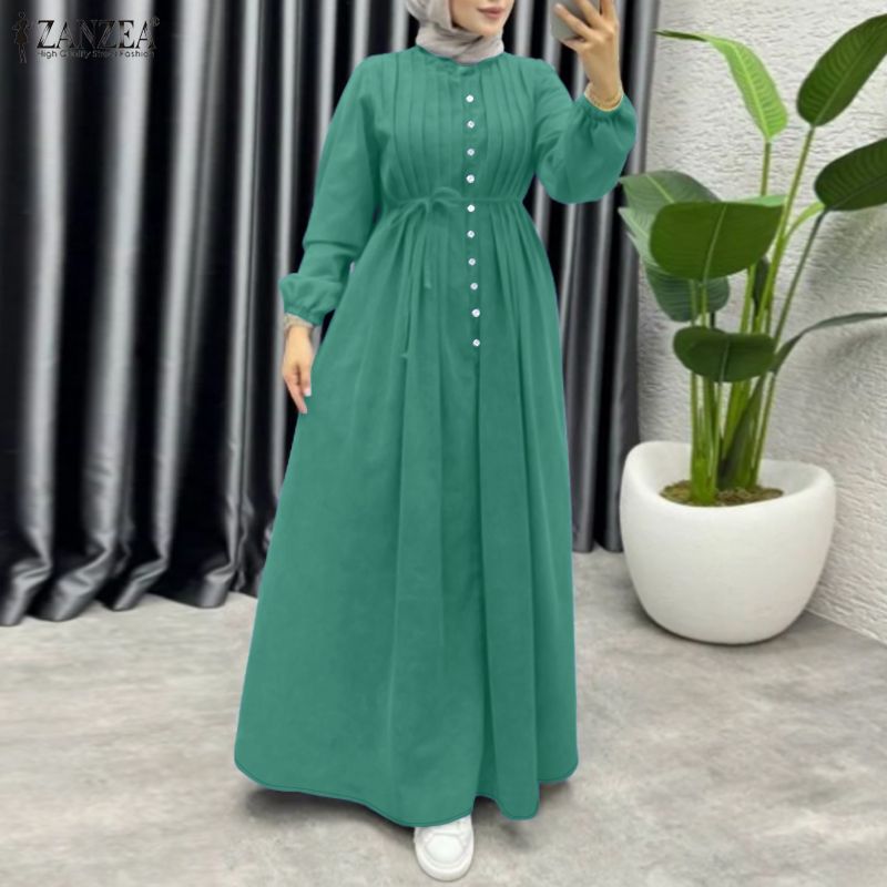 Abaya Modest Wear - ZANZEA Muslim Hijabis Women's Pintuck Details
