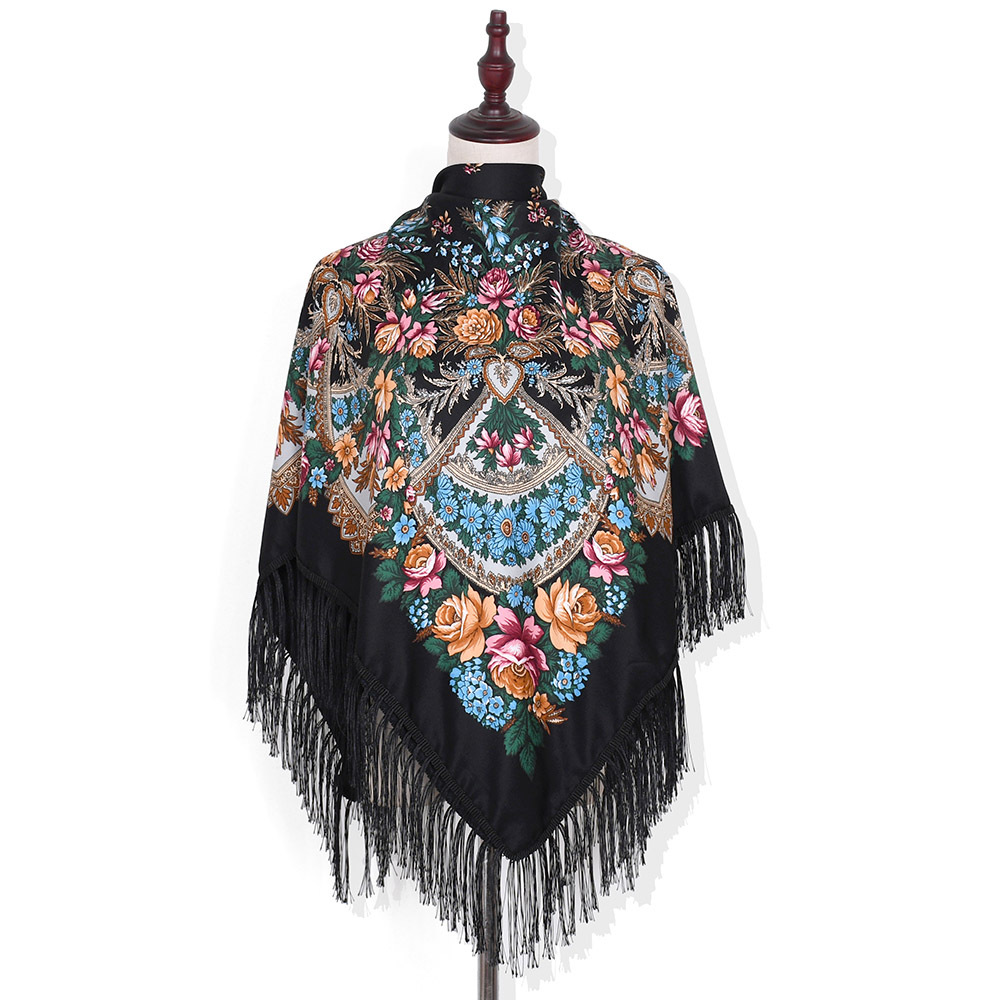 Ethnic Fabric - 135*135cm Ethnic Style Russian Scarf Women