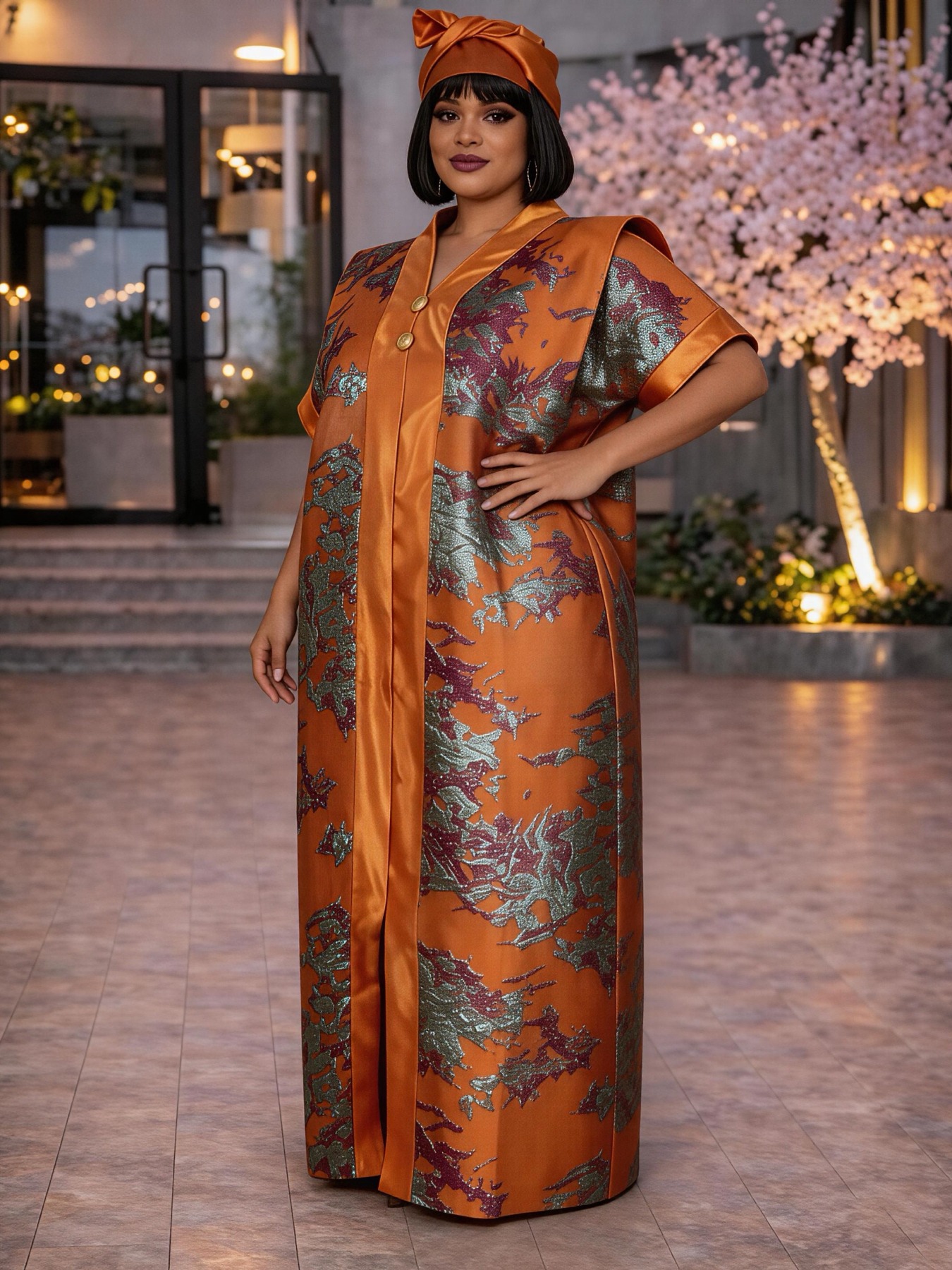 Abaya Modest Wear - Luxury Jacquard Satin Abaya Dress Plus
