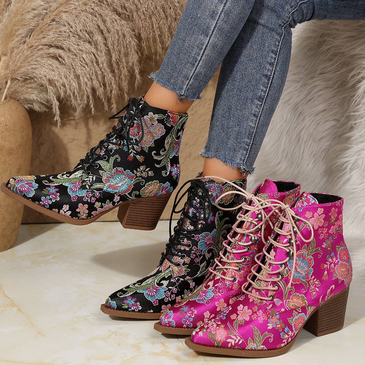 Ethnic Pointed-Toe Ankle Boots – обзор и цена Winter Ethnic Fashion For Women