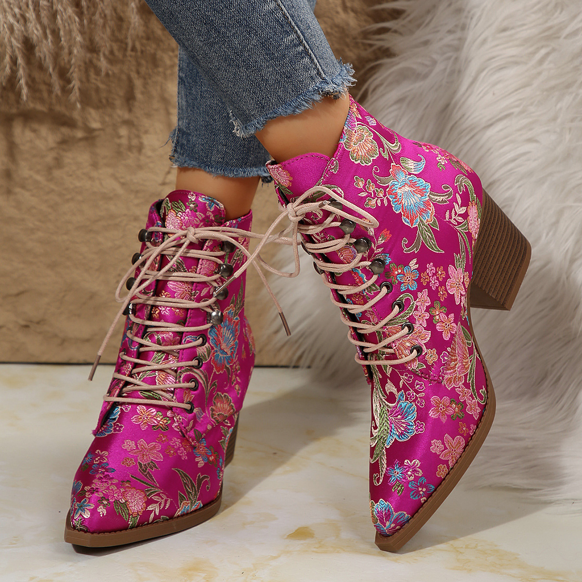 Ethnic Pointed-Toe Ankle Boots – обзор и цена Winter Ethnic Fashion For Women