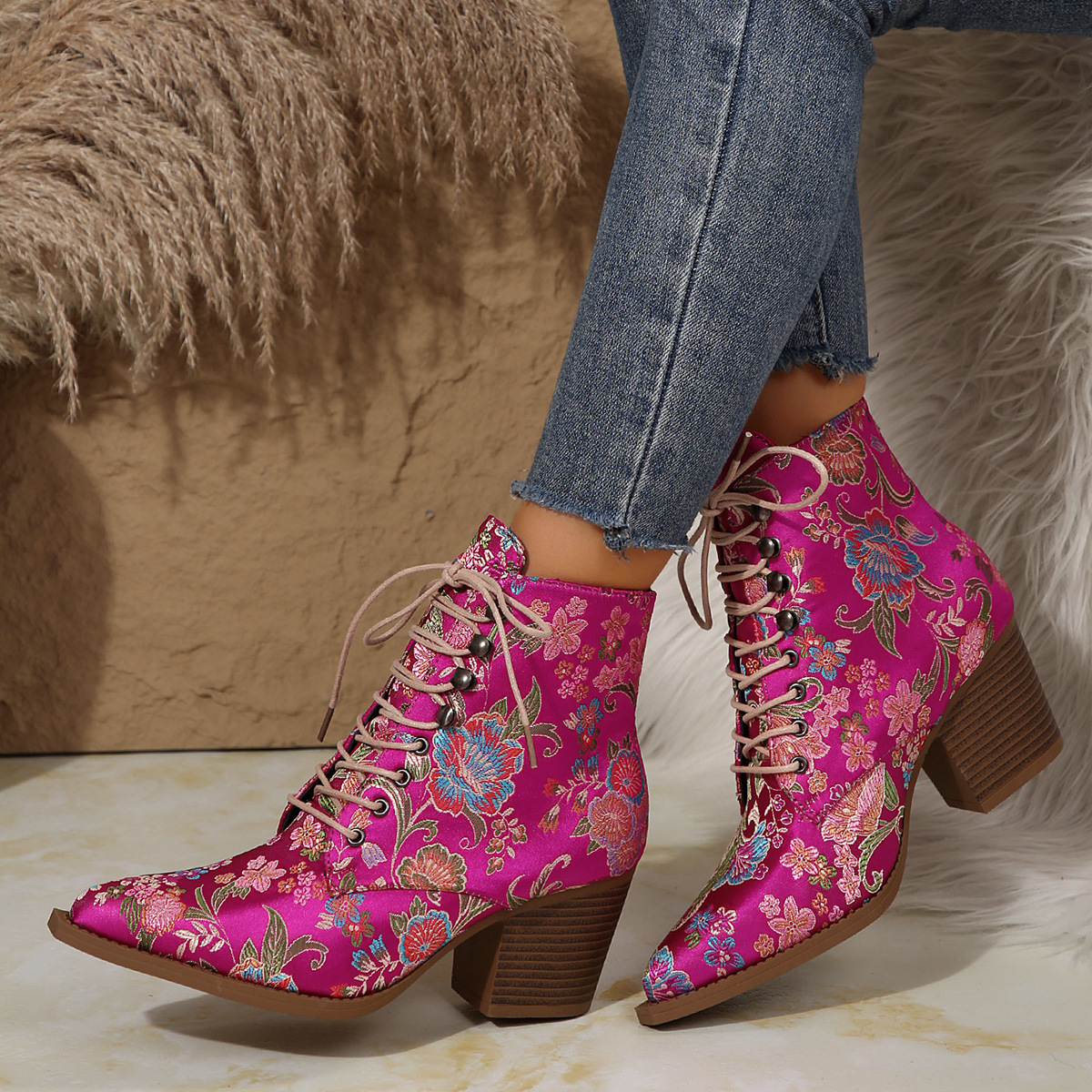 Ethnic Pointed-Toe Ankle Boots – обзор и цена Winter Ethnic Fashion For Women
