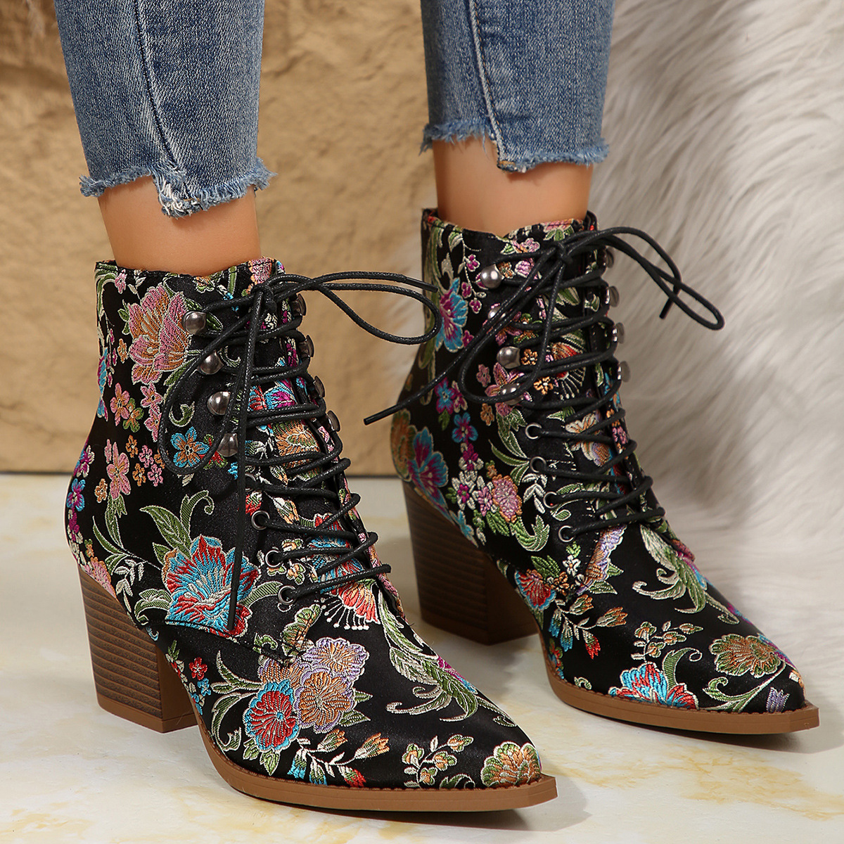 Ethnic Pointed-Toe Ankle Boots – обзор и цена Winter Ethnic Fashion For Women