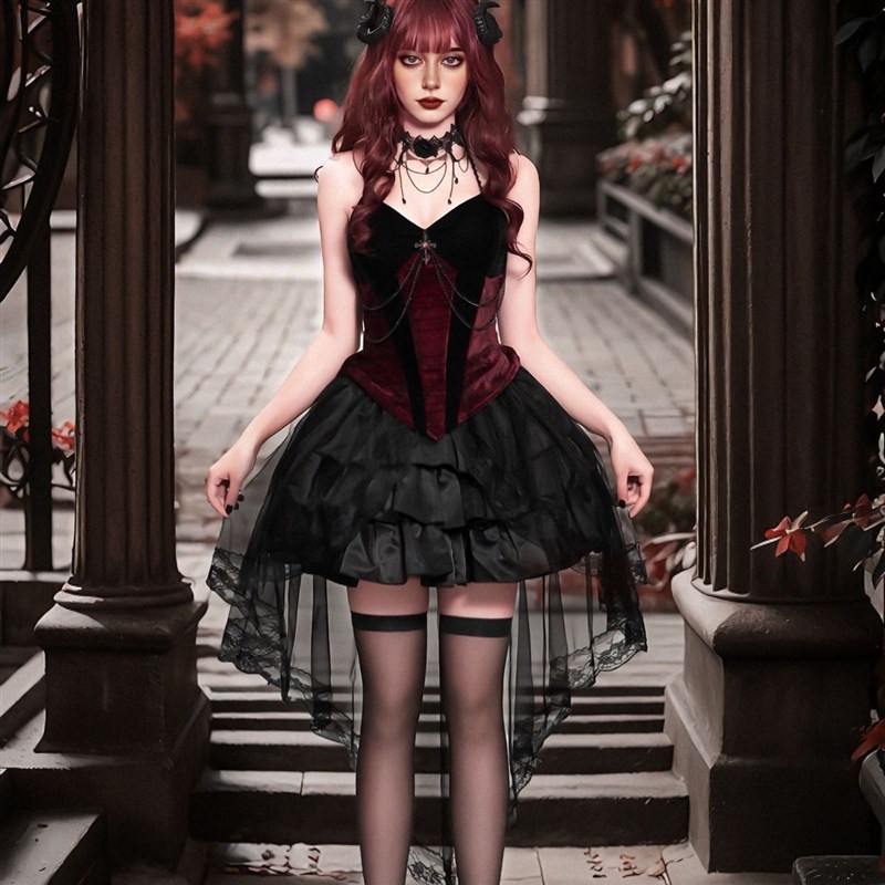 Dark Gothic Style Devil  Suit  – обзор и цена Ethnic Fashion Dress