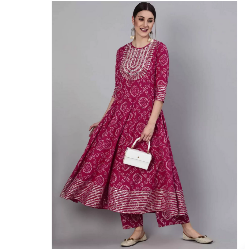 Indian Pure Cotton Rose Red Pr – обзор и цена Salwar Kameez Set