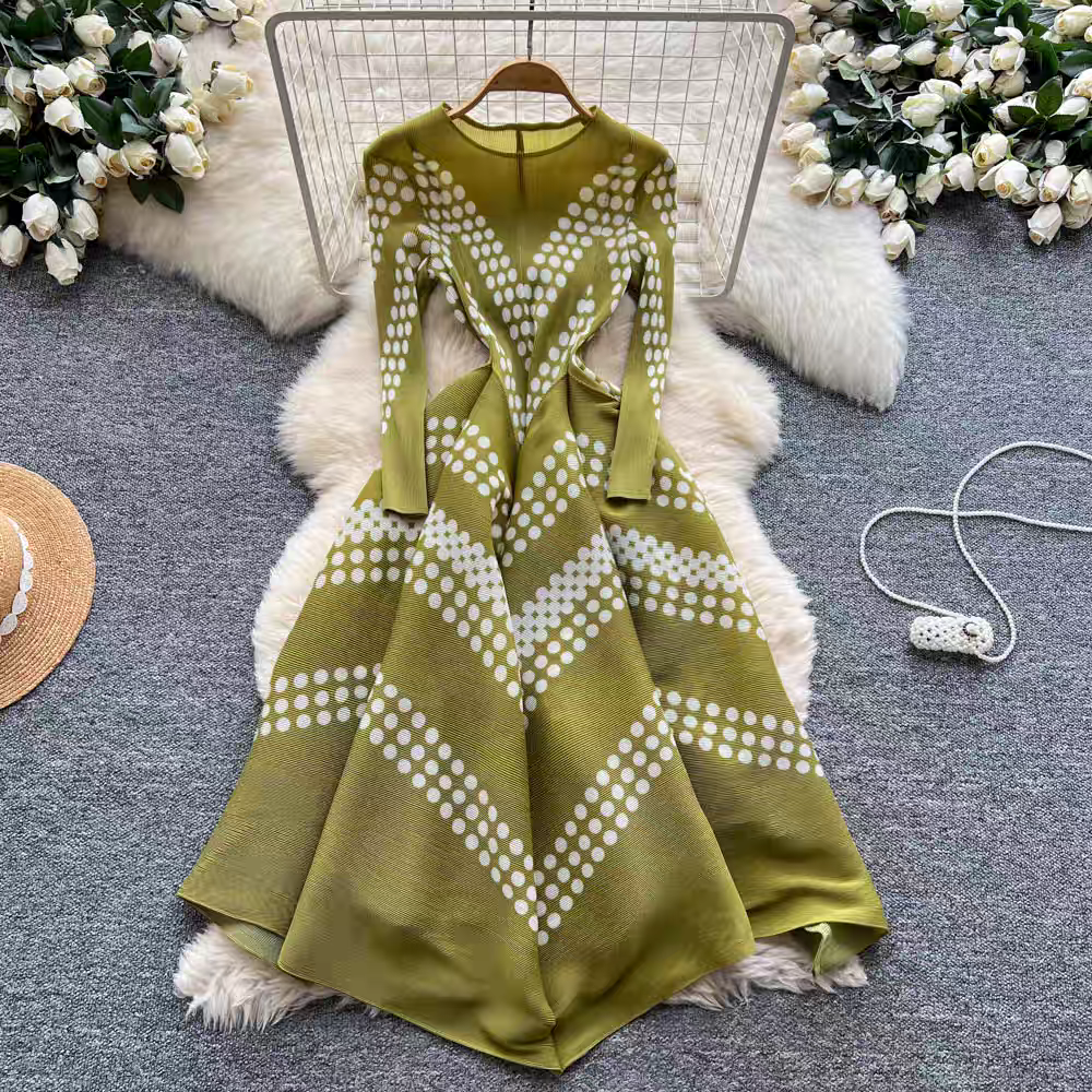 Elegant Polka Dot Pleated Dres – обзор и цена Ethnic Fashion Dress