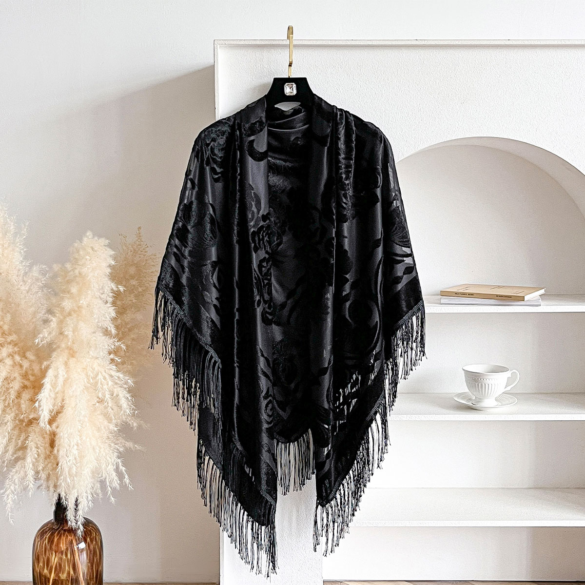 Retro Velvet Tassel Scarf Flor – обзор и цена Winter Ethnic Fashion For Women