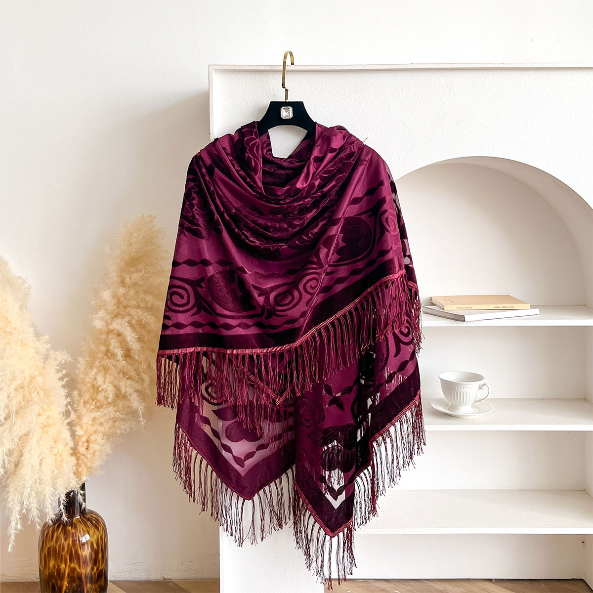 Retro Velvet Tassel Scarf Flor – обзор и цена Winter Ethnic Fashion For Women